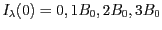 $ I_{\lambda}(0)=0,\, 1B_0,\, 2B_0,\, 3B_0$