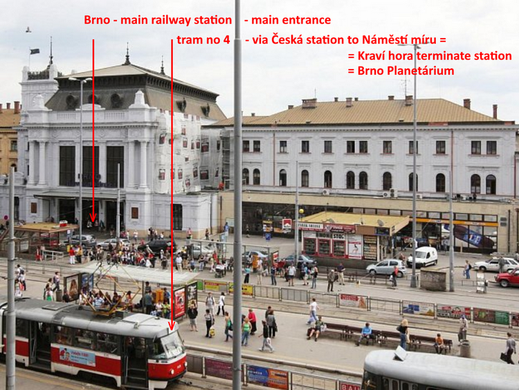 brno main station to planetarium tram 4